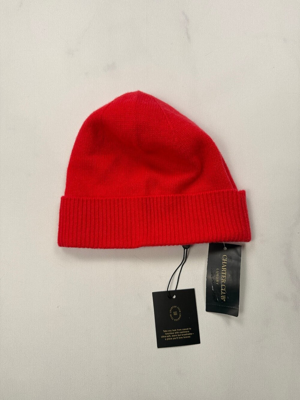 Charter Club Cash Hat Beanie Red Modern Statement Piece - Womens OS